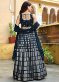 Graceful Heavy Sequence Embroidered Dark Blue Georgette Lehenga Choli