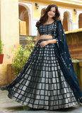 Graceful Heavy Sequence Embroidered Dark Blue Georgette Lehenga Choli