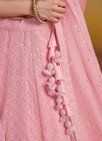 Grateful Light Pink Georgette Sequence Embroidery Work Lehenga Choli