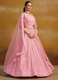 Grateful Light Pink Georgette Sequence Embroidery Work Lehenga Choli