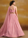 Grateful Light Pink Georgette Sequence Embroidery Work Lehenga Choli