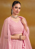 Grateful Light Pink Georgette Sequence Embroidery Work Lehenga Choli
