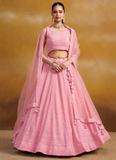 Grateful Light Pink Georgette Sequence Embroidery Work Lehenga Choli
