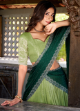 Grateful Thread Embroidered Silk Pista Green Lehenga Choli