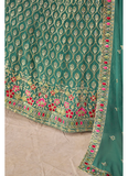 Green Georgette Sequence Embroidered Work Party Wear Lehenga Choli
