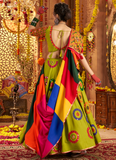 Green Viscose Cotton Material Thread Embroidered Real Mirror Lehenga