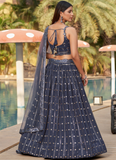 Grey Sequence Embroidered Designer Georgette Lehenga Choli