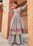 Grey Thread Sequence Work Georgette Traditional Palazzo Suit