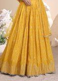 Haldi Special Jacquard Silk Bandhani Printed Yellow Lehenga Choli