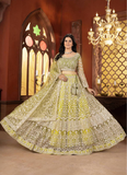 Haldi Special Lemon Yellow Sequence Embroidered Work Net Lehenga Choli