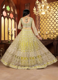 Haldi Special Lemon Yellow Sequence Embroidered Work Net Lehenga Choli