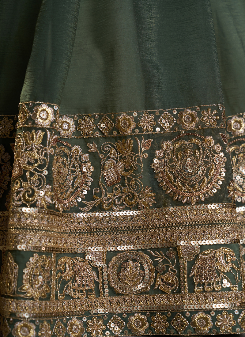 Heavy Embroidered Pure Organza Gorgeous Green lehenga Choli Set