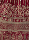 Heavy Velvet Dark Pink Multi Thread Work Bridal Lehenga Choli