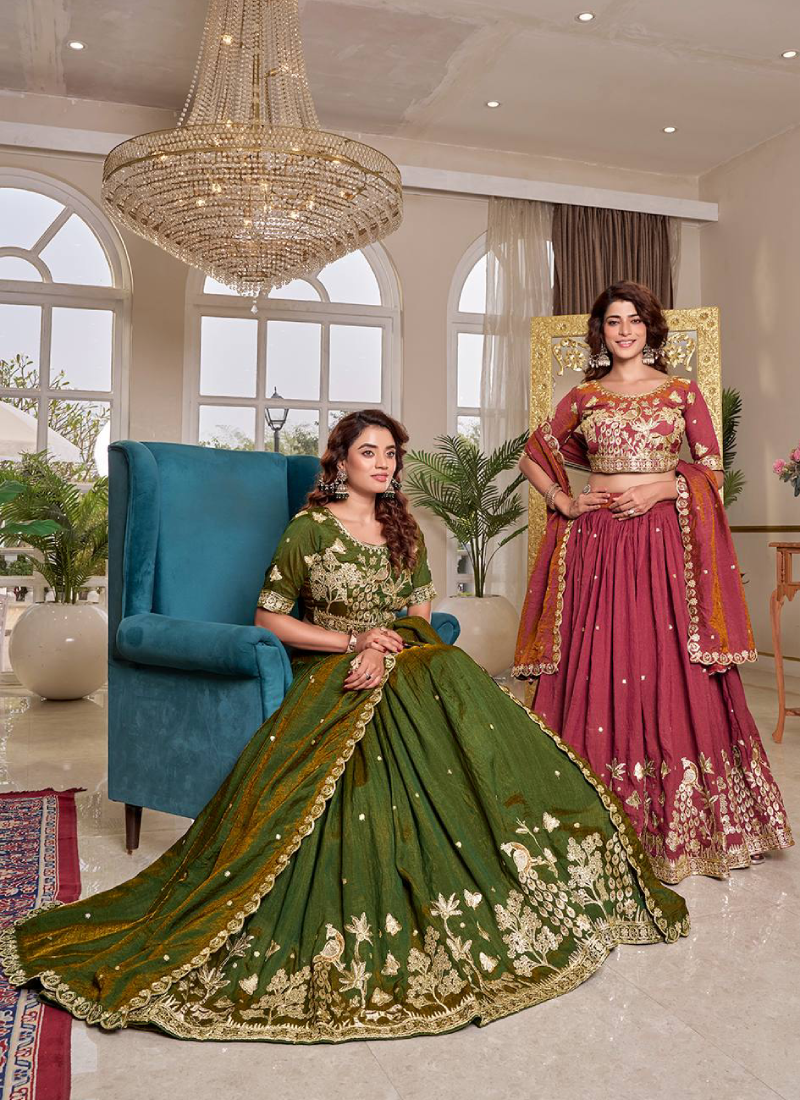 Wedding Special Sequence Embroidered Vichitra Silk Pink Lehenga Choli