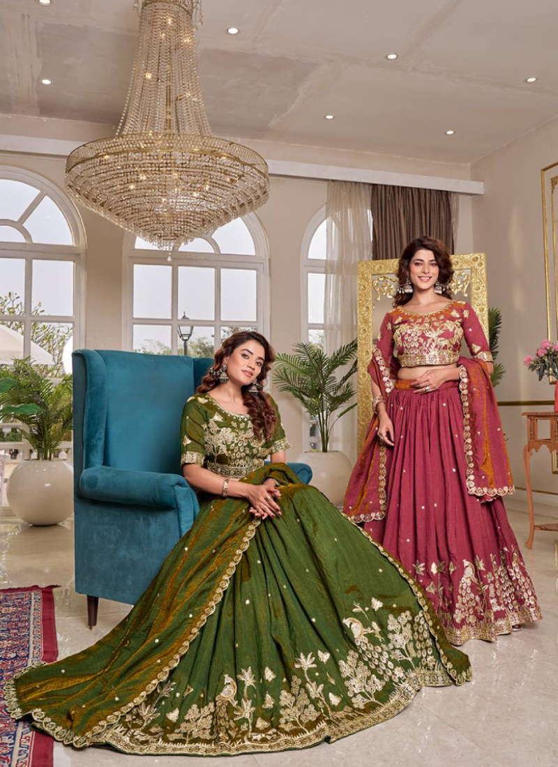 Wedding Special Sequence Embroidered Vichitra Silk Pink Lehenga Choli