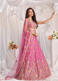 Heavy Embroidered Wedding Wear Bridesmaid Pink Organza Lehenga Choli