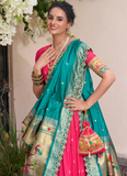 Incredible Pink Zari Weaving Jacquard Silk Paithani Lehenga Choli