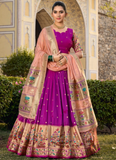 Incredible Zari Weaving Jacquard Silk Purple Paithani Lehenga Choli