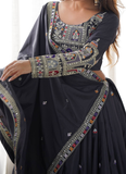 Incredible Silk Thread Embroidered Grey Traditional Lehenga Choli