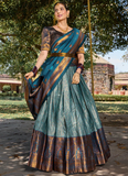 Jacquard Silk Zari Weaving Work Sky Blue Lehenga Choli With Dupatta