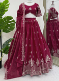 Jimmy Choo Sequence Embroidered Maroon Red Lehenga Choli For Wedding