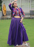 Katchi Gamthi Embroidery Work Silk Purple Lehenga Choli With Jacket
