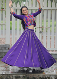 Katchi Gamthi Embroidery Work Silk Purple Lehenga Choli With Jacket