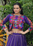 Katchi Gamthi Embroidery Work Silk Purple Lehenga Choli With Jacket