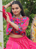 Latest Embroidered Gamthi Work Silk Pink Lehenga Choli With Jacket