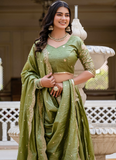 Latest Mehndi Green Color Gold Crush Heavy Zari Embroidered Lehenga Choli