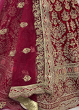 Latest Pink Velvet Thread Embroidered Bridal Lehenga Choli