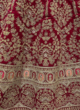 Latest Pink Velvet Thread Embroidered Bridal Lehenga Choli