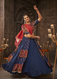 Latest Real Mirror Work Viscose Rayon Navy Blue Navratri Outfit