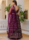 Latest Sequence Work Georgette Purple Reception Wear Lehenga Choli