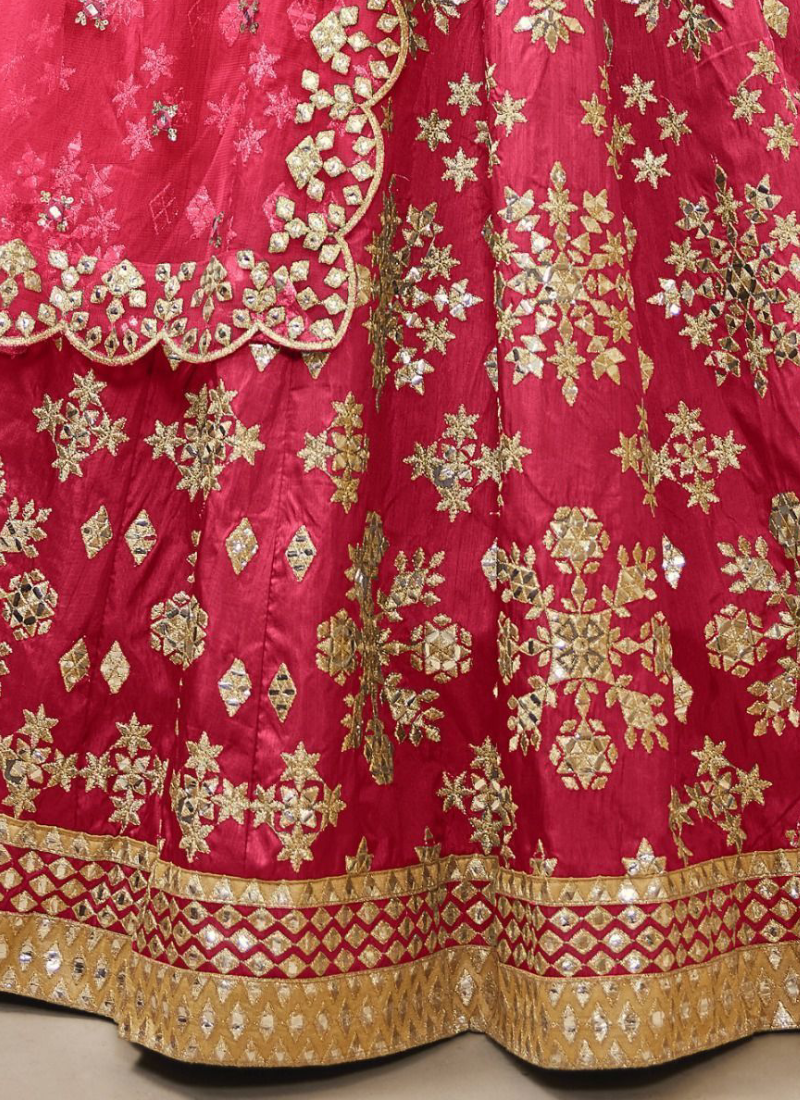 Latest Zari Embroidered Work Mulberry Silk Pink Lehenga Choli