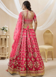 Latest Zari Embroidered Work Mulberry Silk Pink Lehenga Choli