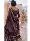 Luxury Brown Chinon Silk Sequence Work Party Wear Lehenga Choli