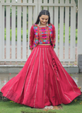 Maroon Silk Gota Patti Lace Border Lehenga With Thread Work Blouse