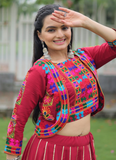 Maroon Silk Gota Patti Lace Border Lehenga With Thread Work Blouse