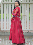 Maroon Silk Gota Patti Lace Border Lehenga With Thread Work Blouse