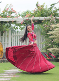 Maroon Silk Gota Patti Lace Border Lehenga With Thread Work Blouse