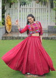 Maroon Silk Gota Patti Lace Border Lehenga With Thread Work Blouse