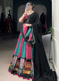 Marvellous Bandhani Printed Navratri Wear Rayon Multi Ghagra Choli