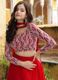 Marvellous Georgette Sequence Thread Work Bridesmaid Red Lehenga Choli