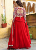 Marvellous Georgette Sequence Thread Work Bridesmaid Red Lehenga Choli