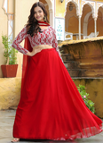 Marvellous Georgette Sequence Thread Work Bridesmaid Red Lehenga Choli