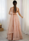 Marvelous Thread Sequence Work Peach Net Lehenga Choli For Wedding
