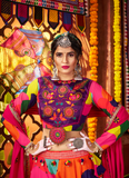 Maslin Cotton Real Mirror Multi Color Ghagra Choli For Navratri Festival