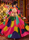 Maslin Cotton Real Mirror Multi Color Ghagra Choli For Navratri Festival