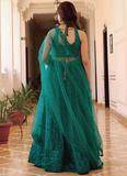 Memorable Soft Net Teal Green Sequence Embroidered Lehenga Choli Set